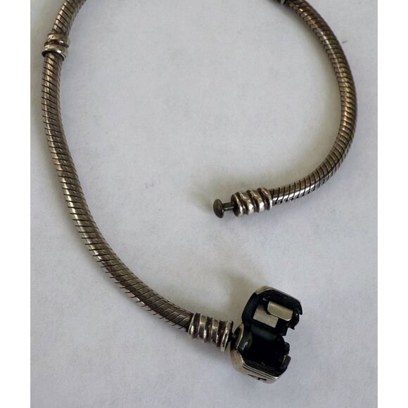 Vintage 90's Pandora 925 Sterling Silver Starter Charm Bracelet 15 grams 7.5" - Picture 6 of 8